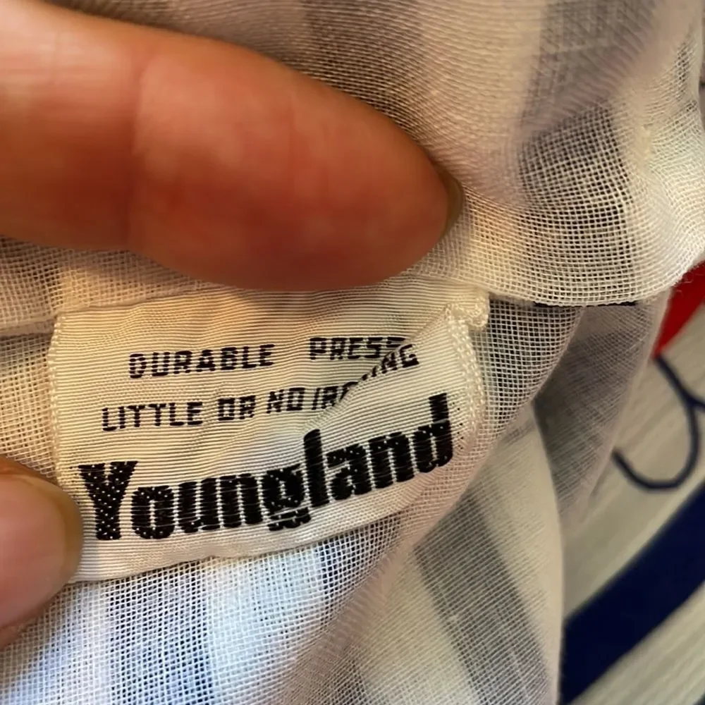 Vtg 60s/70s Youngland‎ preteen red, white & blue flower power maxi dress